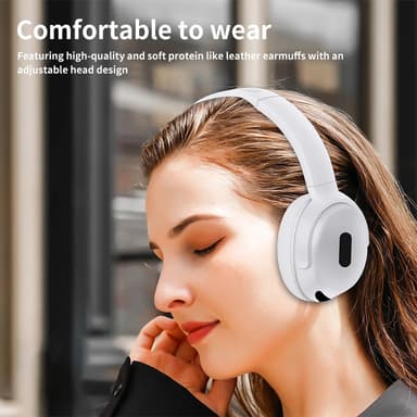 Trådløse stereohodetelefoner med Bluetooth 5.3 og langvarig batteri Hvit