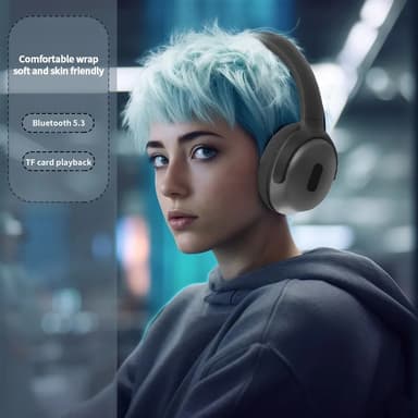Trådløse stereohodetelefoner med Bluetooth 5.3 og langvarig batteri Sort