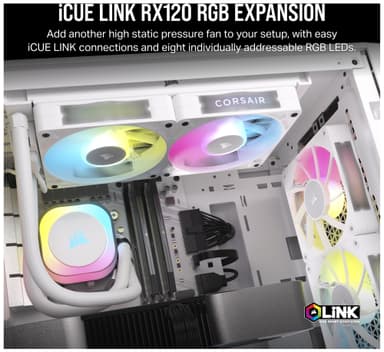 Corsair iCUE LINK RX120 RGB 120mm PWM ekstra vifte (hvit)