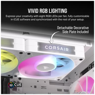 Corsair iCUE LINK RX120 RGB 120mm PWM viftestartsett (3-pakk, hvit)