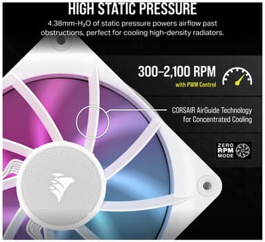Corsair iCUE LINK RX120 RGB 120mm PWM viftestartsett (3-pakk, hvit)