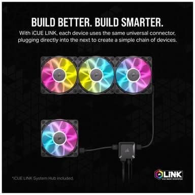 Corsair iCUE LINK RX120 RGB 120mm PWM viftestartsett (3-pakk, hvit)