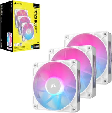 Corsair iCUE LINK RX120 RGB 120mm PWM viftestartsett (3-pakk, hvit)