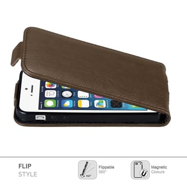 iPhone 5 / 5S / SE 2016 deksel flip cover (brun)