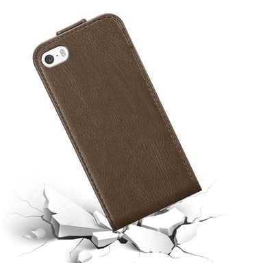 iPhone 5 / 5S / SE 2016 deksel flip cover (brun)
