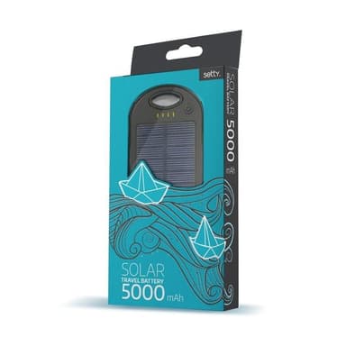 Setty solcellebatteri, 5000 mAh, svart