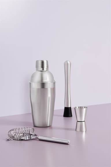 Cocktailbarsett i rustfritt stål med 500 ml shaker