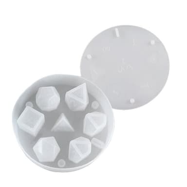 Silikonform for polyedriske terninger med inngraverte tall