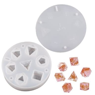 Silikonform for polyedriske terninger med inngraverte tall