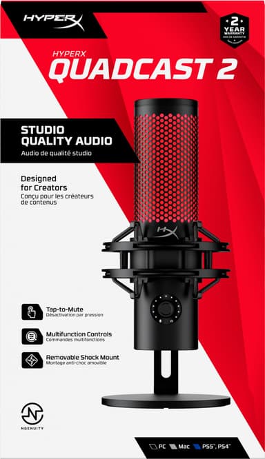 HyperX Quadcast 2 gaming-mikrofon (sort)