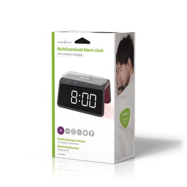 Nedis Alarm clock wireless charger | Qi sertifisert | 5 / 7.5 / 10 / 15 W | USB-A Han | Nattlys | 2 Alarmtider | slumrefunksjon