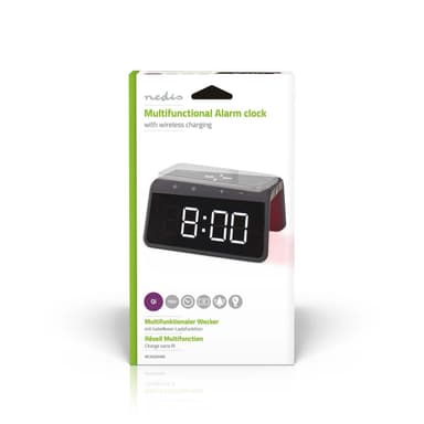 Nedis Alarm clock wireless charger | Qi sertifisert | 5 / 7.5 / 10 / 15 W | USB-A Han | Nattlys | 2 Alarmtider | slumrefunksjon