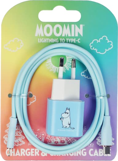Moomin 20W Lightning til USB-C vegglader 1 m (blå)