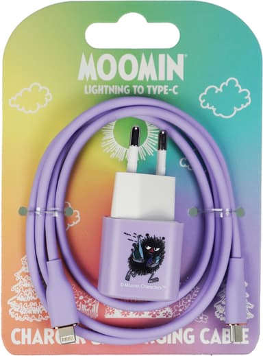 Moomin 20W Lightning til USB-C vegglader 1 m (lilla)