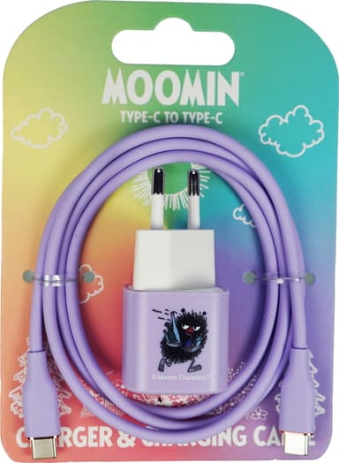 Moomin 20W USB-C til USB-C vegglader 1 m (lilla)