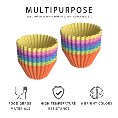 12x Muffinsformer silikon Cupcakeformer gjenbrukbare