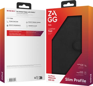 Zagg Motorola G55 5G lommebokdeksel (sort)