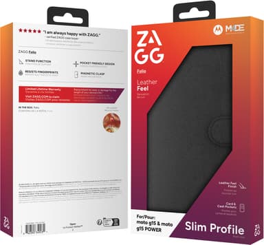 Zagg Motorola G15/G15 Power lommebokdeksel (sort)