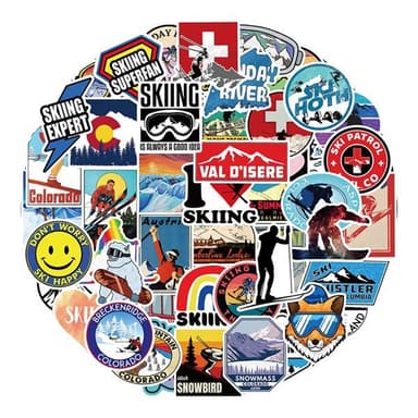 50 klistremerker med skitema for vintersportsentusiaster