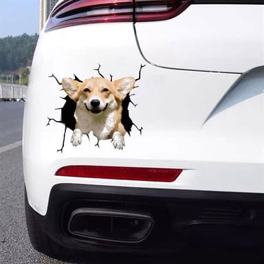 Bildekal - Hund, Morsomt Klistremerke til Bilvindu, Selvklebende PVC