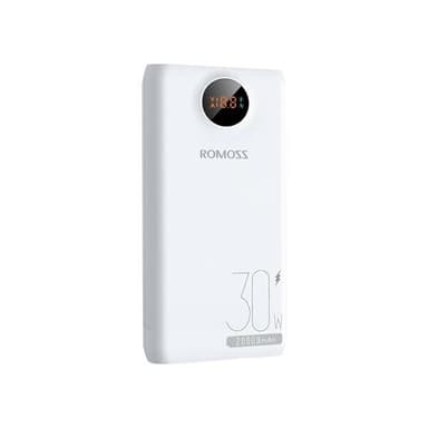 Romoss Pro Powerbank 20000 mAh med PD 30 W og LED-display - Hvit