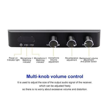 Karaokemaskin / karaokemikser med to trådløse mikrofoner og smart-TV-kompatibilitet