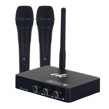 Karaokemaskin / karaokemikser med to trådløse mikrofoner og smart-TV-kompatibilitet