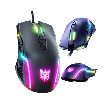 Onikuma CW905 spillmus med 6 DPI-nivåer og RGB-belysning - svart