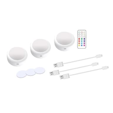 Oppladbare LED-spotlights 13 RGB-farger 3-pakning Hvit