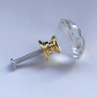 Diamantformede Glassknotter Transparent/Gull 8 stk