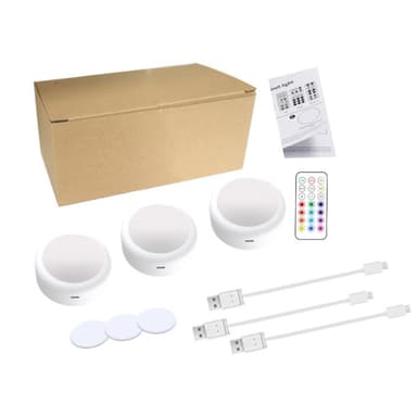 Oppladbare LED-spotlights 13 RGB-farger 3-pakning Hvit