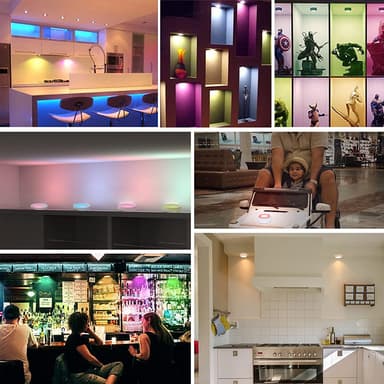 Oppladbare LED-spotlights 13 RGB-farger 3-pakning Hvit