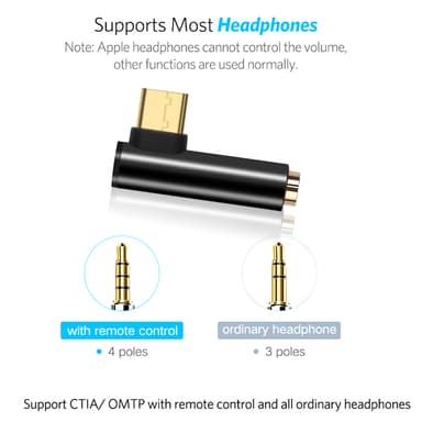 USB-C til 3,5 mm Aux lydadapter Grå