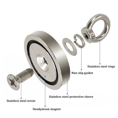 Superkraftig neodymmagnet / fiskemagnet Sølv 42 mm