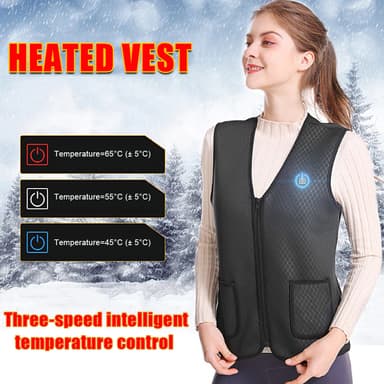 Varmevest 5 varmesoner Sort/Grå Svart+grå L