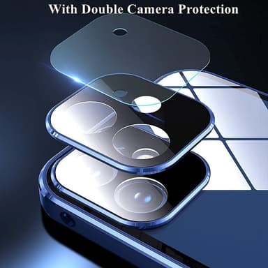Dobbeltsidig HD-telefondeksel med spenne magnetisk varmespredning for iPhone Sort  iPhone 15 Pro