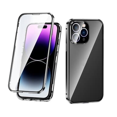 Dobbeltsidig HD-telefondeksel med spenne magnetisk varmespredning for iPhone Sort  iPhone 15 Pro