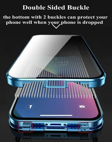 Dobbeltsidig HD-telefondeksel med spenne magnetisk varmespredning for iPhone Sort  iPhone 15 Pro