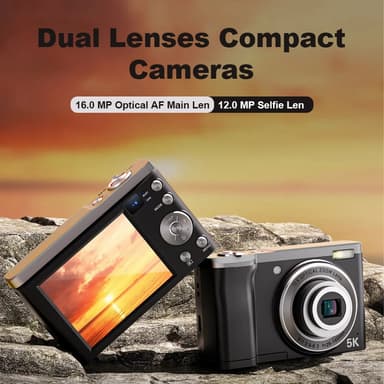 5K digitalkamera med 5X optisk zoom og anti-shake stabilisering