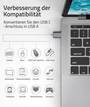 USB 3.2 til USB-C OTG-adapter 10 Gbps Grå