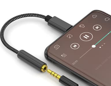 USB-C til 3,5 mm adapter for kablede hodetelefoner Sort