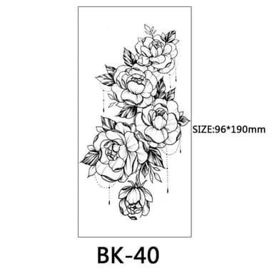 Rubs - midlertidige tatoveringer med blomstermotiver 8 stk Sort