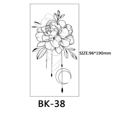 Rubs - midlertidige tatoveringer med blomstermotiver 8 stk Sort