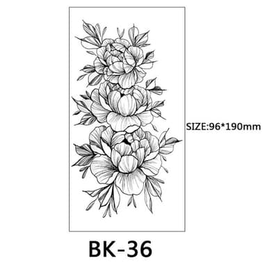 Rubs - midlertidige tatoveringer med blomstermotiver 8 stk Sort