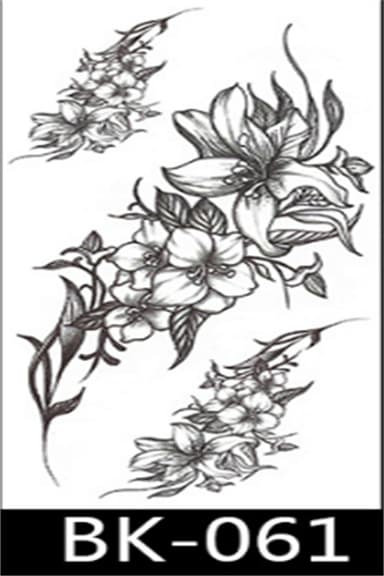 Rubs - midlertidige tatoveringer med blomstermotiver 8 stk Sort