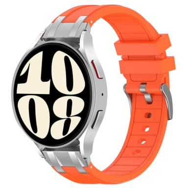 Premium silikonklokkerem 20 mm for Garmin, Samsung, Huawei (sølvspenne) Oransje