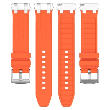 Premium silikonklokkerem 20 mm for Garmin, Samsung, Huawei (sølvspenne) Oransje