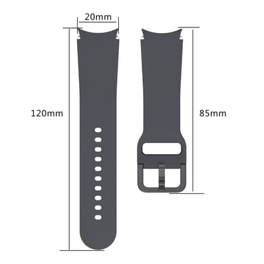 Silikonklokkerem til Samsung Galaxy Watch 5/Watch 5 Pro, 20mm Grå
