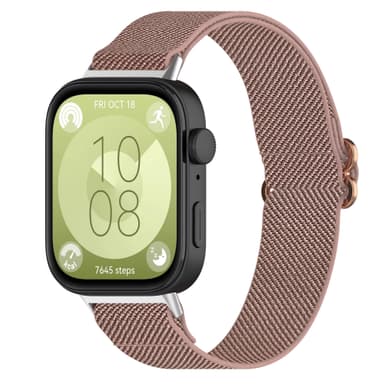 Elastisk klokkerem i nylon for Huawei Watch Fit 3 Rosa