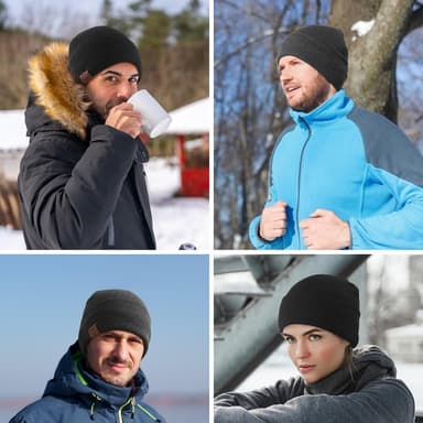 Termisk strikket lue, vinter lue lue varm lue Grå